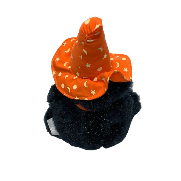 Black Sparkle Plush Black Sparkle Kitten Cat Kitty Orange Hat Fall Halloween Stu - Picture 2 of 3
